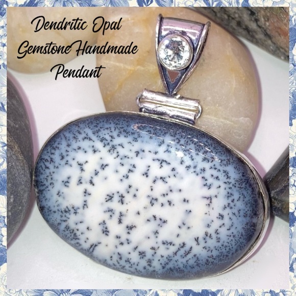 Elegant Dendritic Opal Gemstone Handmade Pendant - Picture 4 of 5
